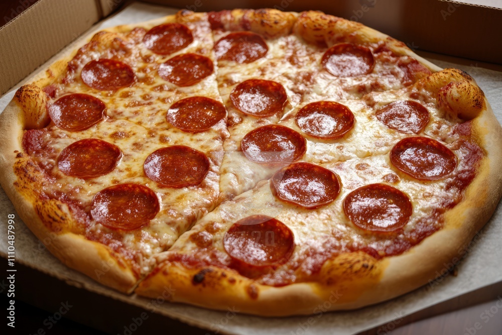 Sliced pepperoni pizza with melted mozzarella cheese showing delicious crust and toppings
Sliced pepperoni pizza with melted mozzarella cheese showing delicious crust and toppings