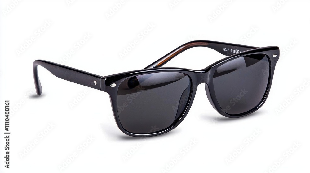 A photostock of a pair of classic black sunglasses, isolated on a clean white background, ideal for summer or fashion themes. High Quality A photostock of a pair of classic black sunglasses, isolated on a clean white background, ideal for summer or fashion themes. High Quality