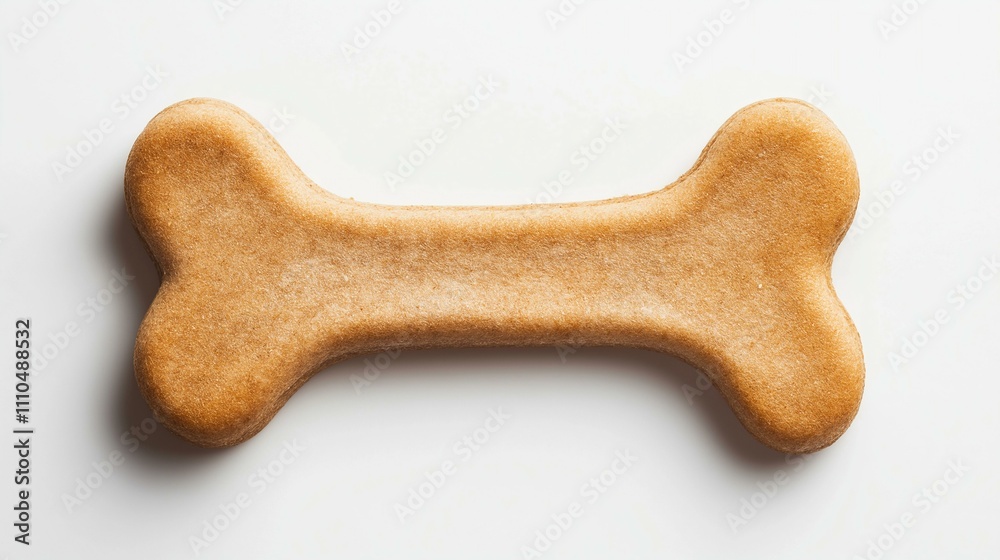 Bone-shaped dog biscuit on a clean white background, perfect for pet snack advertisements. Bone-shaped dog biscuit on a clean white background, perfect for pet snack advertisements.
