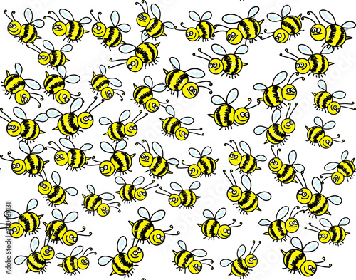 Seamless pattern with bees vector illustration . For the packaging of creams, cosmetics, food, bee venom to treat. Wrap bee products, fashion textile, covers smartphones on honey bee