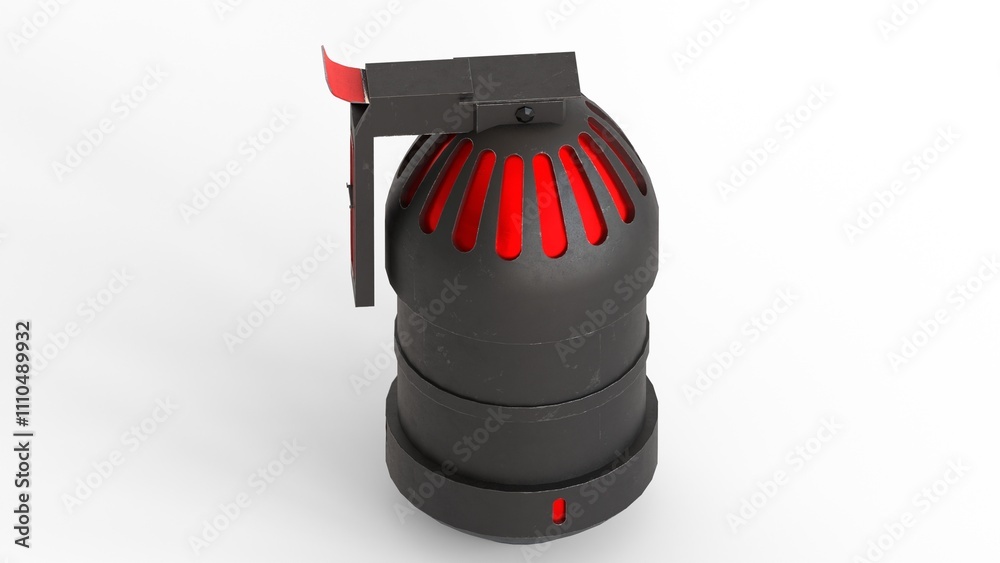 cyberpunk grenade with white background