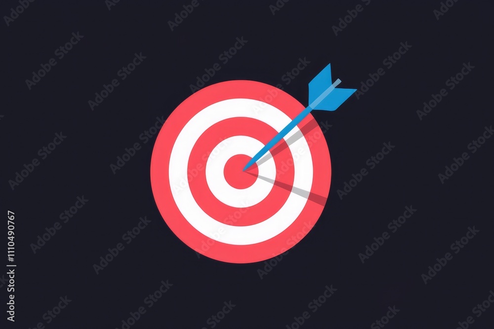 An arrow hitting the bullseye of a target symbolizing achievement and success. An arrow hitting the bullseye of a target symbolizing achievement and success.