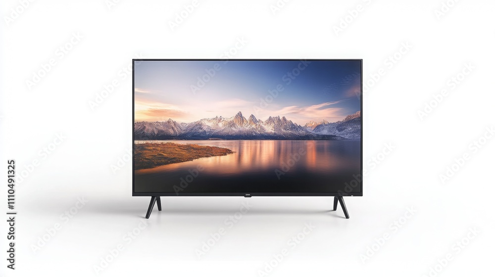 Fototapeta premium White background with modern TV and high technology