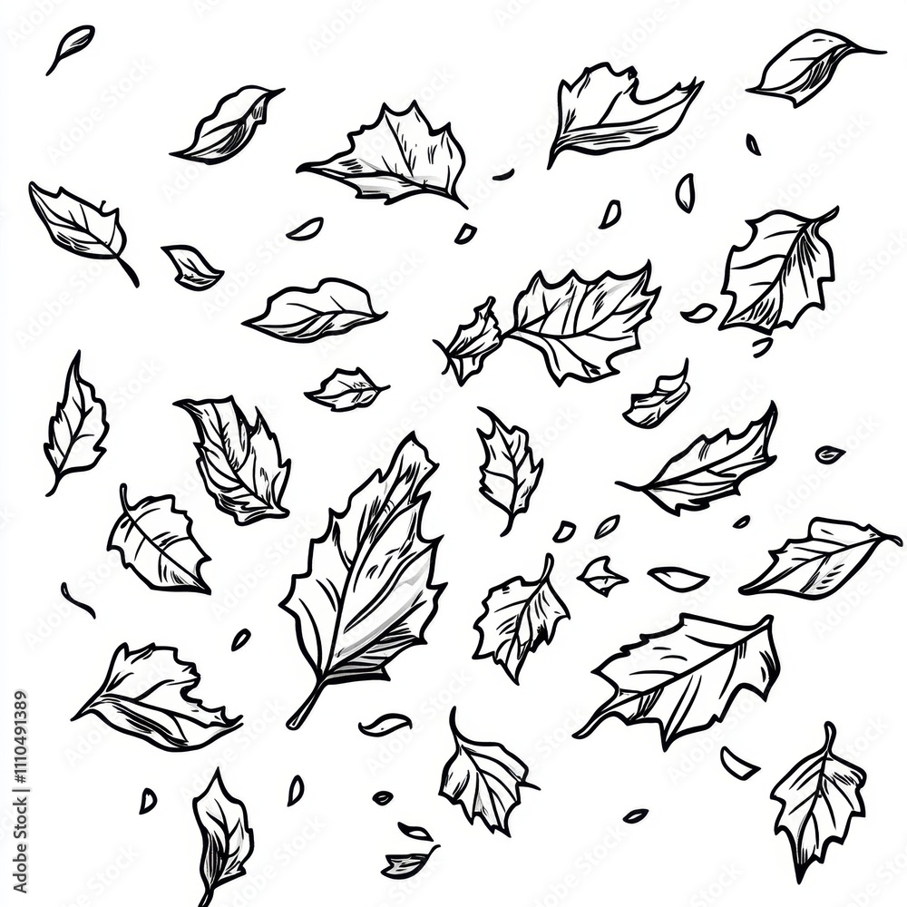A Creative Collection of Falling Leaves in Vivid Outline Style for Seasonal Decor, Nature Themes, and Graphic Design Projects Capturing the Essence of Autumn A Creative Collection of Falling Leaves in Vivid Outline Style for Seasonal Decor, Nature Themes, and Graphic Design Projects Capturing the Essence of Autumn
