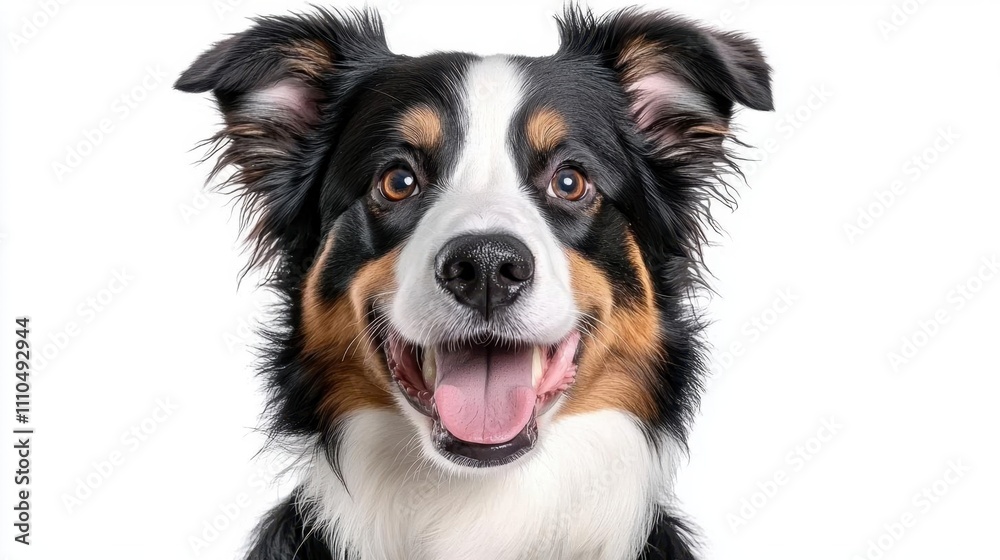 A photostock of an adorable Border Collie with bright eyes and a friendly expression, isolated on a clean white background for pet-themed projects. High Quality A photostock of an adorable Border Collie with bright eyes and a friendly expression, isolated on a clean white background for pet-themed projects. High Quality