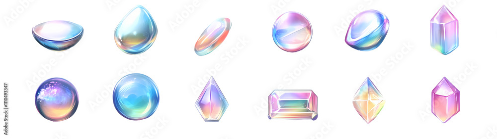 Obraz premium Shape liquid drops with colorful gradient. Abstract 3d fluid objects geometric shape. vector illustration