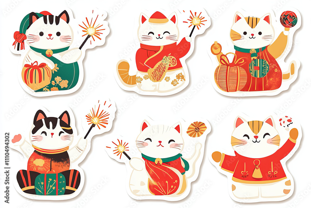 Obraz premium set of funny cats