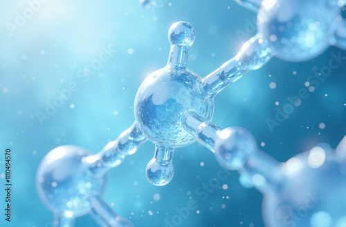 The molecular structure of a cosmetic product. Chemical formula under the microscope