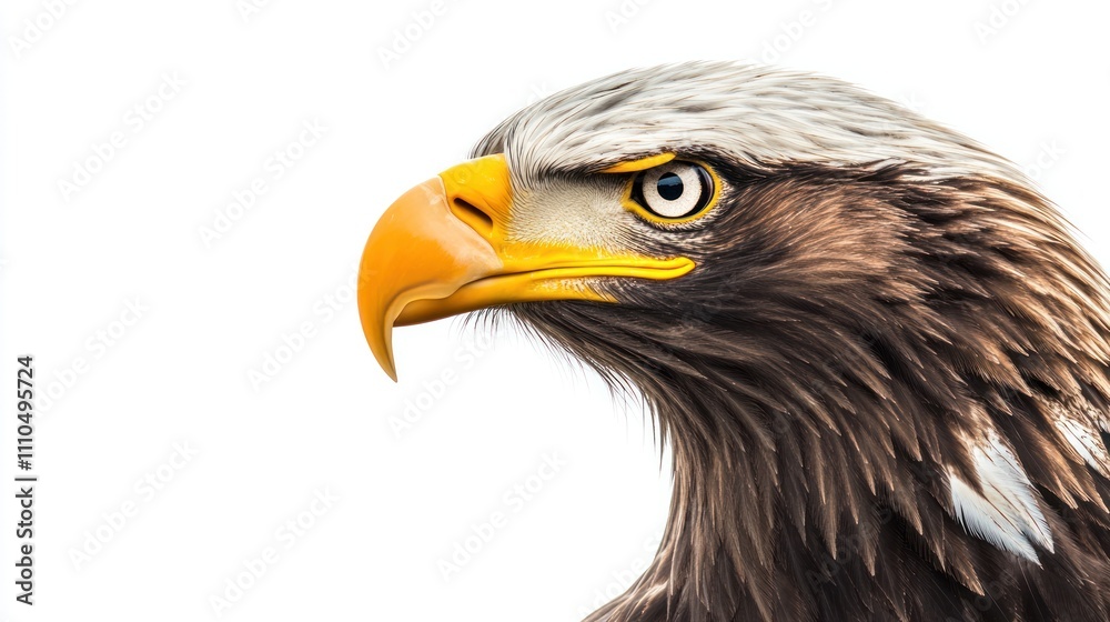 eagle's head against a white background, highlighting its fierce gaze and sharp beak. eagle's head against a white background, highlighting its fierce gaze and sharp beak.