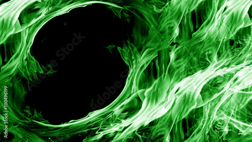 black background with green smoke