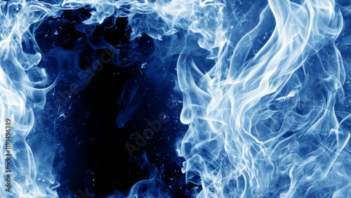 black background with blue colored smoke