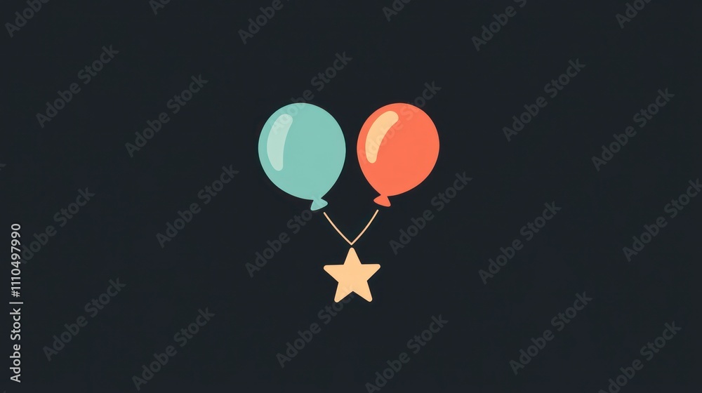 Naklejka premium Event planning logo, balloon and star icon, cheerful colors 