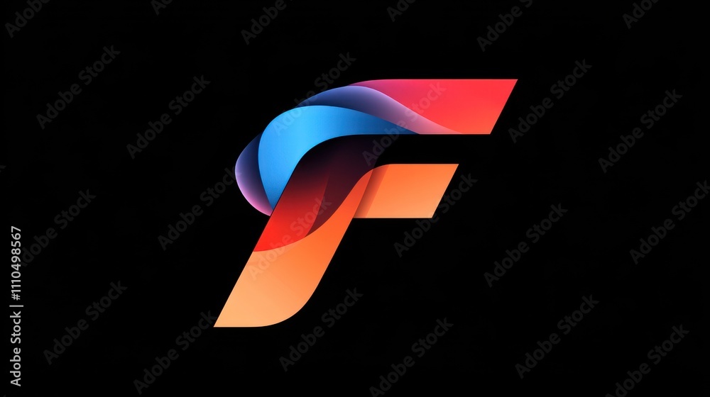 Layered letter F logo, dual colors, overlapping effect Layered letter F logo, dual colors, overlapping effect