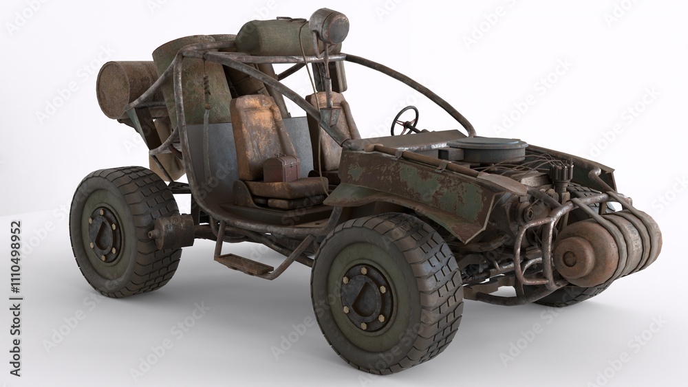 post apocalyptic vehicle with white background post apocalyptic vehicle with white background
