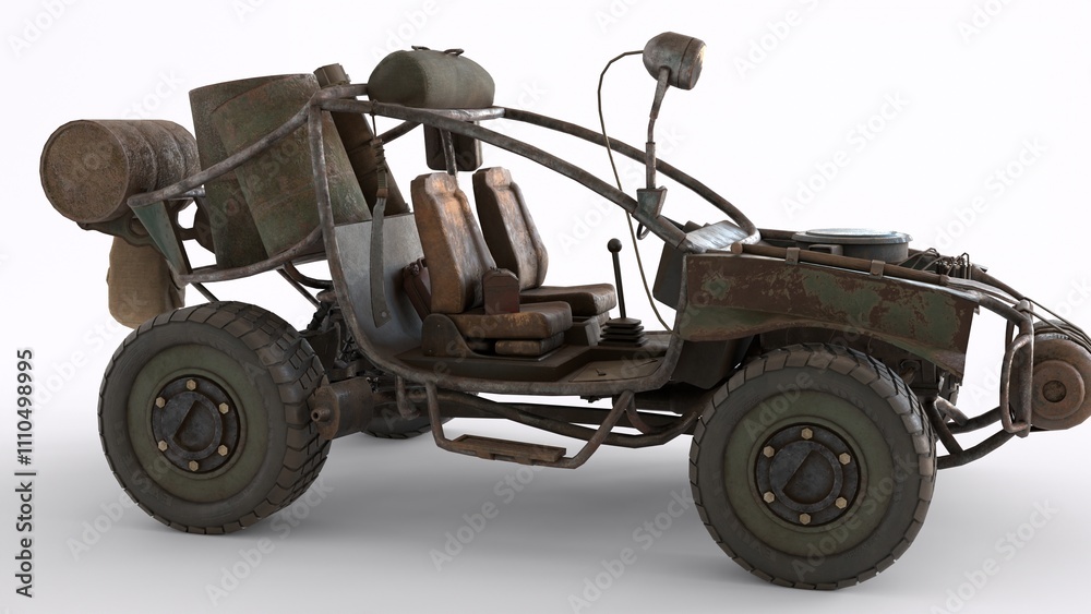 post apocalyptic vehicle with white background post apocalyptic vehicle with white background