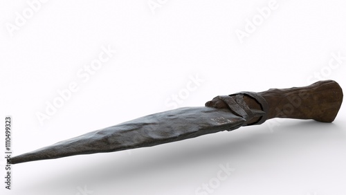 Photography primal stone dagger with white background