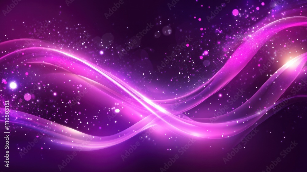 Purple backdrop with flowing neon waves in an abstract manner Purple backdrop with flowing neon waves in an abstract manner