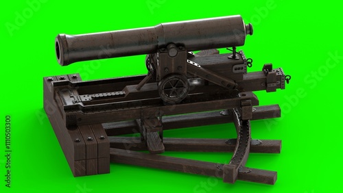 vintage tsar cannon with green background