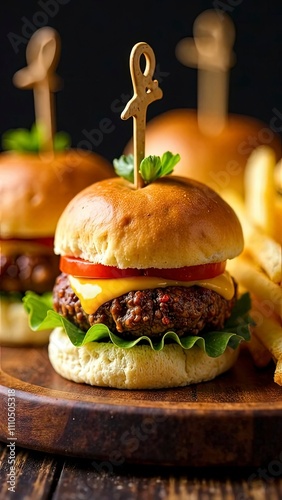 Mini sliders with juicy beef patties, served with fries, casual and delicious
