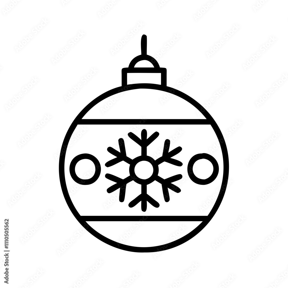 Obraz premium christmas ornament ball Outline Icon, christmas icon - Black outline icon of christmas ornament ball symbolizing Christmas, holidays, and festive in simple design.