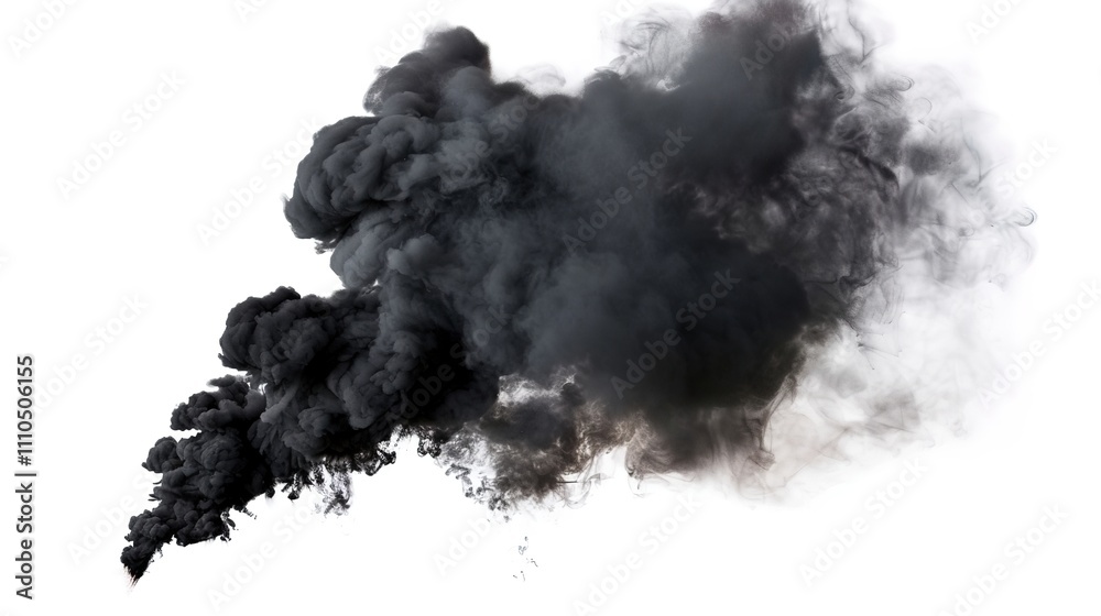 Black Smoke Cut Out - A Dramatic and Abstract Visual Element. The Ominous Black Smoke in a Cut - Out Form, with Its Dark and Mysterious Aura, Creating a Captivating and Intense Atmosphere. This Image 