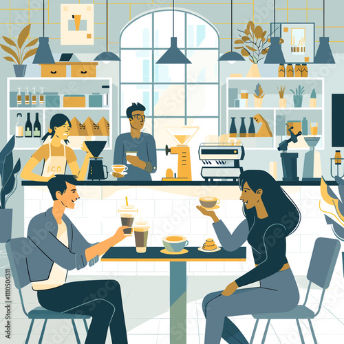 Friends Enjoying Coffee and Conversations in a Cozy Cafe Environment