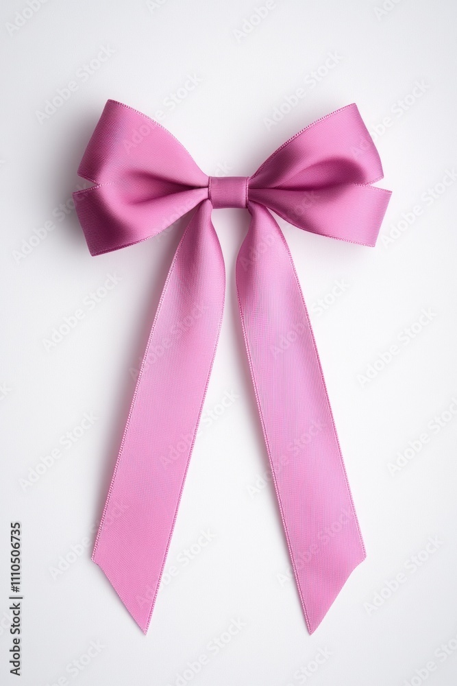 Bright pink ribbon bow on a light background for decor Bright pink ribbon bow on a light background for decor