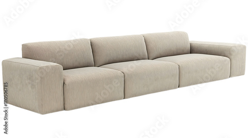 Modern grey sofa isolated on white or transparent background, png furniture.