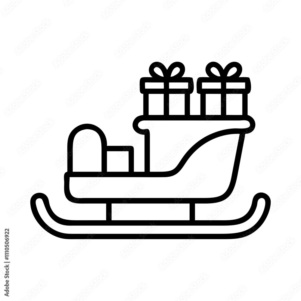 sled with gifts Outline Icon, christmas icon - Black outline icon of sled with gifts symbolizing Christmas, holidays, and festive in simple design. sled with gifts Outline Icon, christmas icon - Black outline icon of sled with gifts symbolizing Christmas, holidays, and festive in simple design.