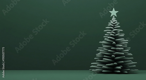 Wallpaper Mural Unique minimalist Christmas tree displayed against a green background with a star at the top Torontodigital.ca