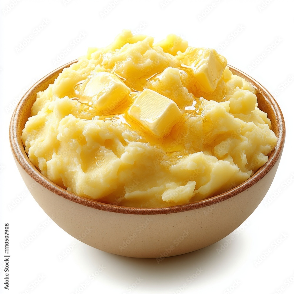 A Bowl of Creamy Mashed Potatoes with Melted Butter A Bowl of Creamy Mashed Potatoes with Melted Butter