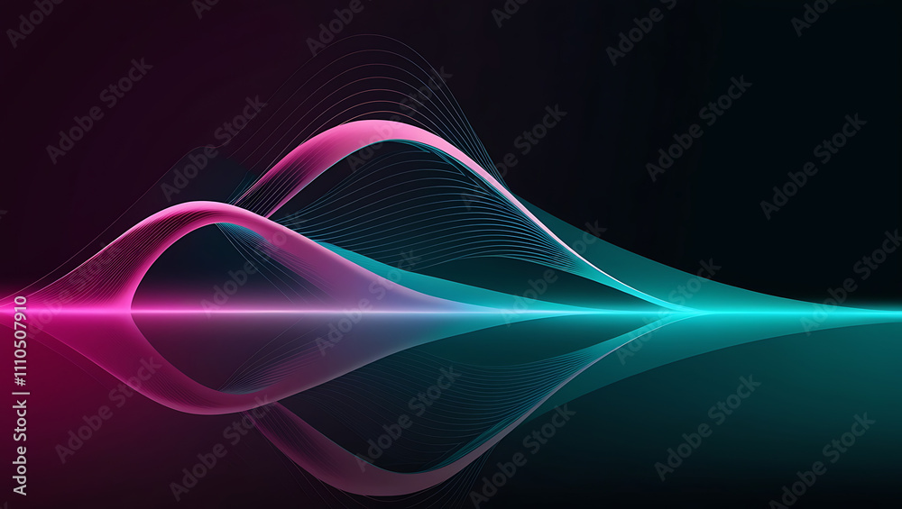 Naklejka premium Technological background, Digital Wave Pattern with Vibrant Gradient Colors, copy space, flowing lines artwork, 3D wave effect. 