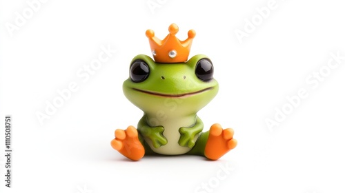 A whimsical frog figurine wearing a crown, perfect for product promotion, children's decor, or playful storytelling, Ideal for marketing materials, blogs photo