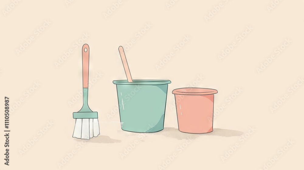 drawing of an object on a light background. a simple image. The poster. household cleaning products drawing of an object on a light background. a simple image. The poster. household cleaning products