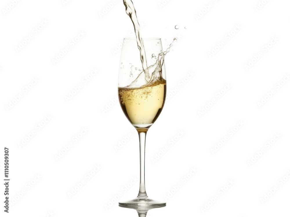 Golden Sparkle: Champagne Pour in Glass Golden Sparkle: Champagne Pour in Glass