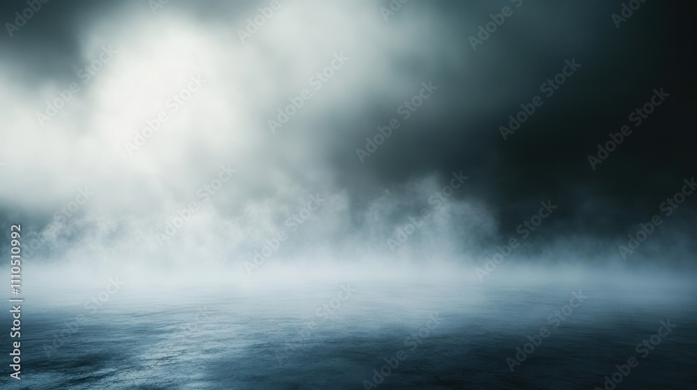 Light foggy vapor spreading evenly across a black background in soft transparent waves creating Light foggy vapor spreading evenly across a black background in soft transparent waves creating