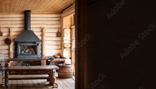 South Tyrol, traditional stube room with light pine wood walls, photo