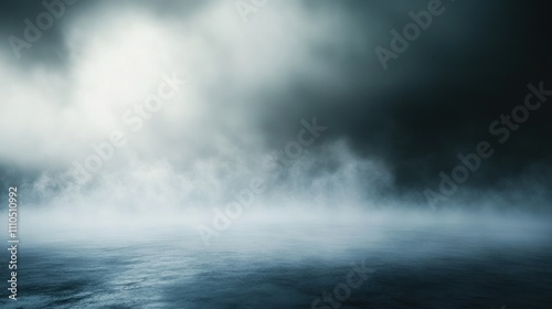 Light foggy vapor spreading evenly across a black background in soft transparent waves creating