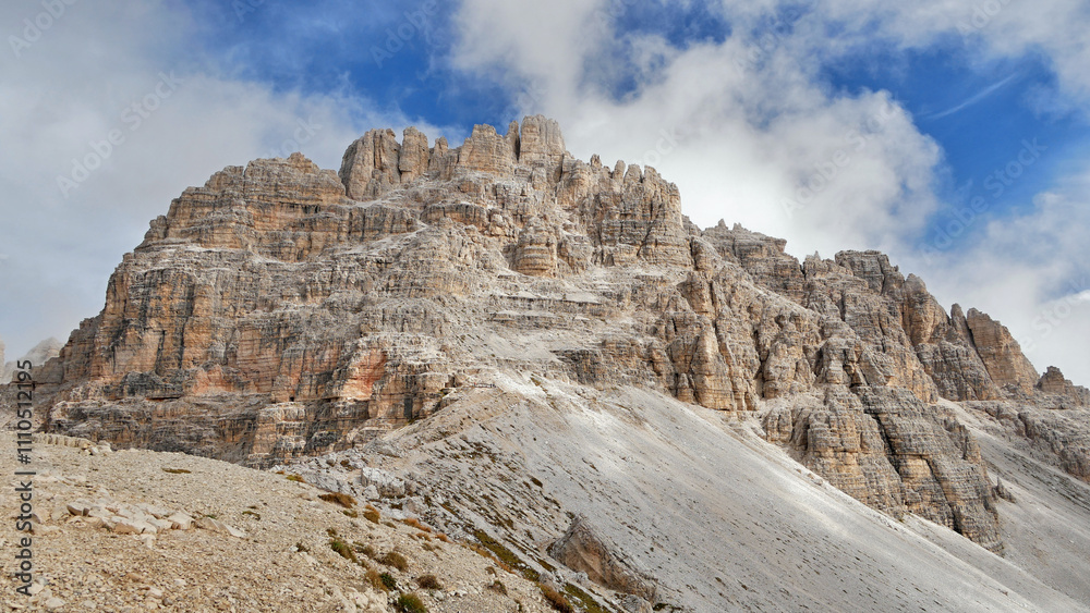 Fototapeta premium Mountain wild rocky scenery in the Italian Dolomites, fairy tale landscape