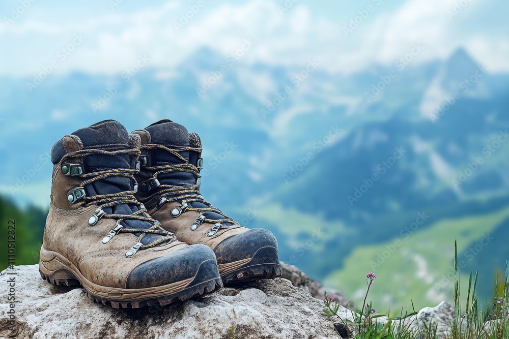 Hiking adventure in the mountains captivating views of nature outdoor gear and scenic landscapes under a clear sky Hiking adventure in the mountains captivating views of nature outdoor gear and scenic landscapes under a clear sky