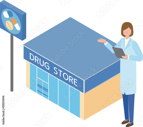 ドラッグストアと女性店員