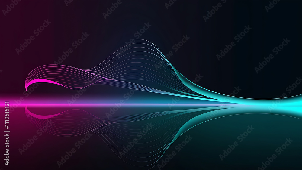 Technological background,  Digital Wave Pattern with Vibrant Gradient Colors, copy space, flowing lines artwork, 3D wave effect. 