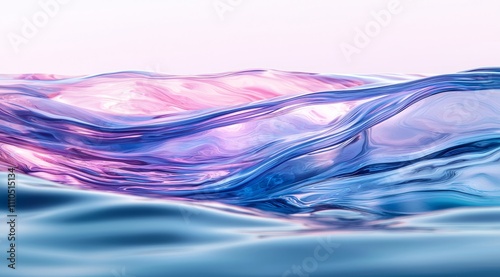 A mesmerizing close-up of flowing water captured in motion, showcasing a seamless blend of light pastel tones of pink and blue. 