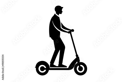 Man riding scooter black silhouette.