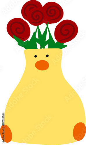 Duck vase with flowers photo