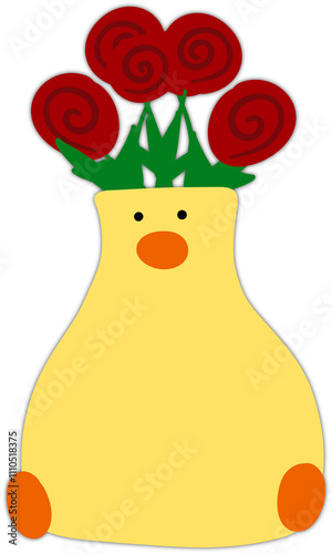 Duck vase with flower photo