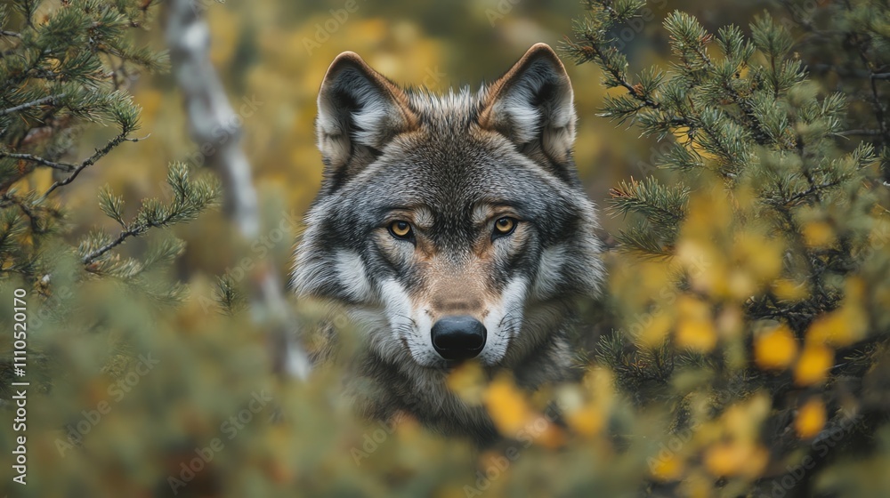 Fototapeta premium A wolf in the forest.