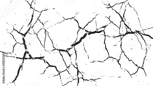 Crack texture lines isolated on transparent background. Vector grunge style cracked texture with cracked pattern for abstract background.