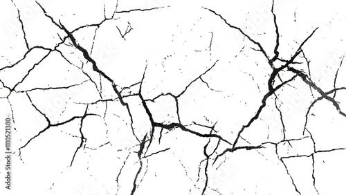 Crack texture lines isolated on transparent background. Vector grunge style cracked texture with cracked pattern for abstract background.
