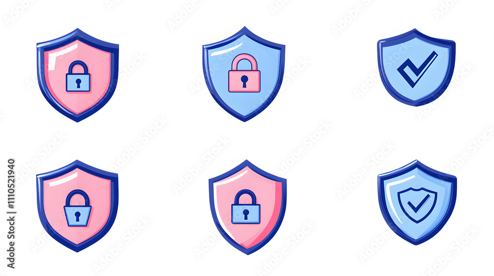 Security shield sign vector illustration, Lock security icon, Set of security shield icons, securityshields symbols with check mark and padlock, Shield security icon, Safety, protection sign Security shield sign vector illustration, Lock security icon, Set of security shield icons, securityshields symbols with check mark and padlock, Shield security icon, Safety, protection sign